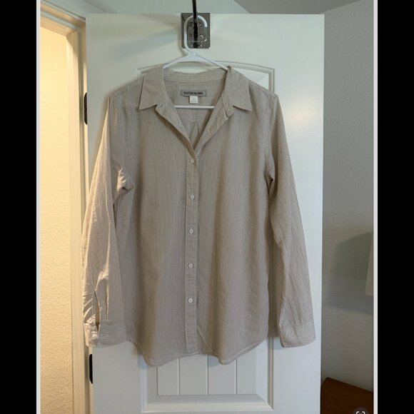 Outerknown Windrift Shirt in Desert Banker Stripe | Size M - Picture 8 of 10